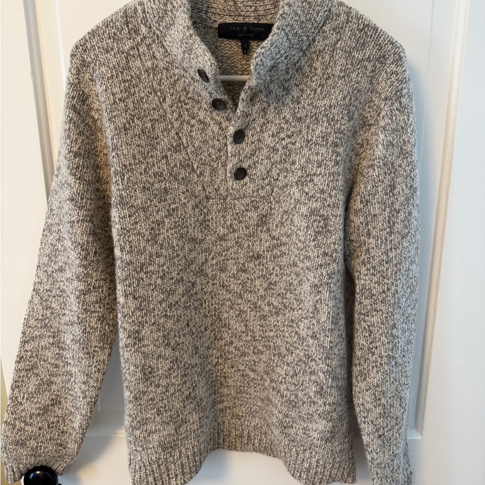 Rag and Bone Soft Wool Gray Sweater with Button Collar